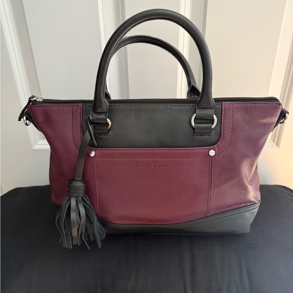 Tignanello Handbags - Tignanello | Black & Purple Purse | Silver Hardware | Tassel Detail